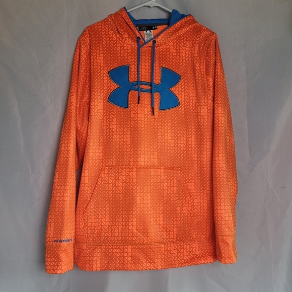 Under Armour Storm Orange & Blue Pullover Loosefit Hooded Sweatshirt Men's L - Picture 1 of 8